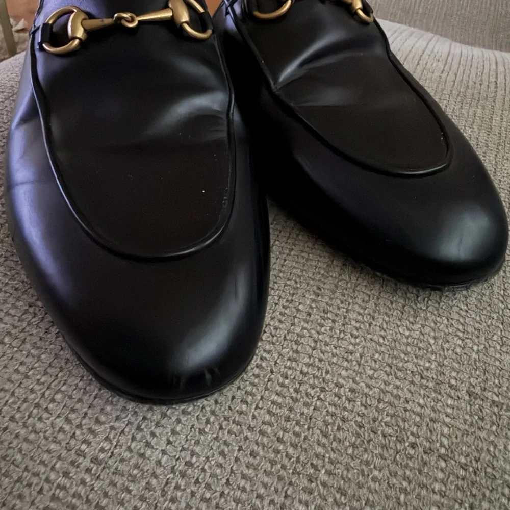 Gucci Black Leather Horsebit Slip-On Mules - Picture 7 of 11